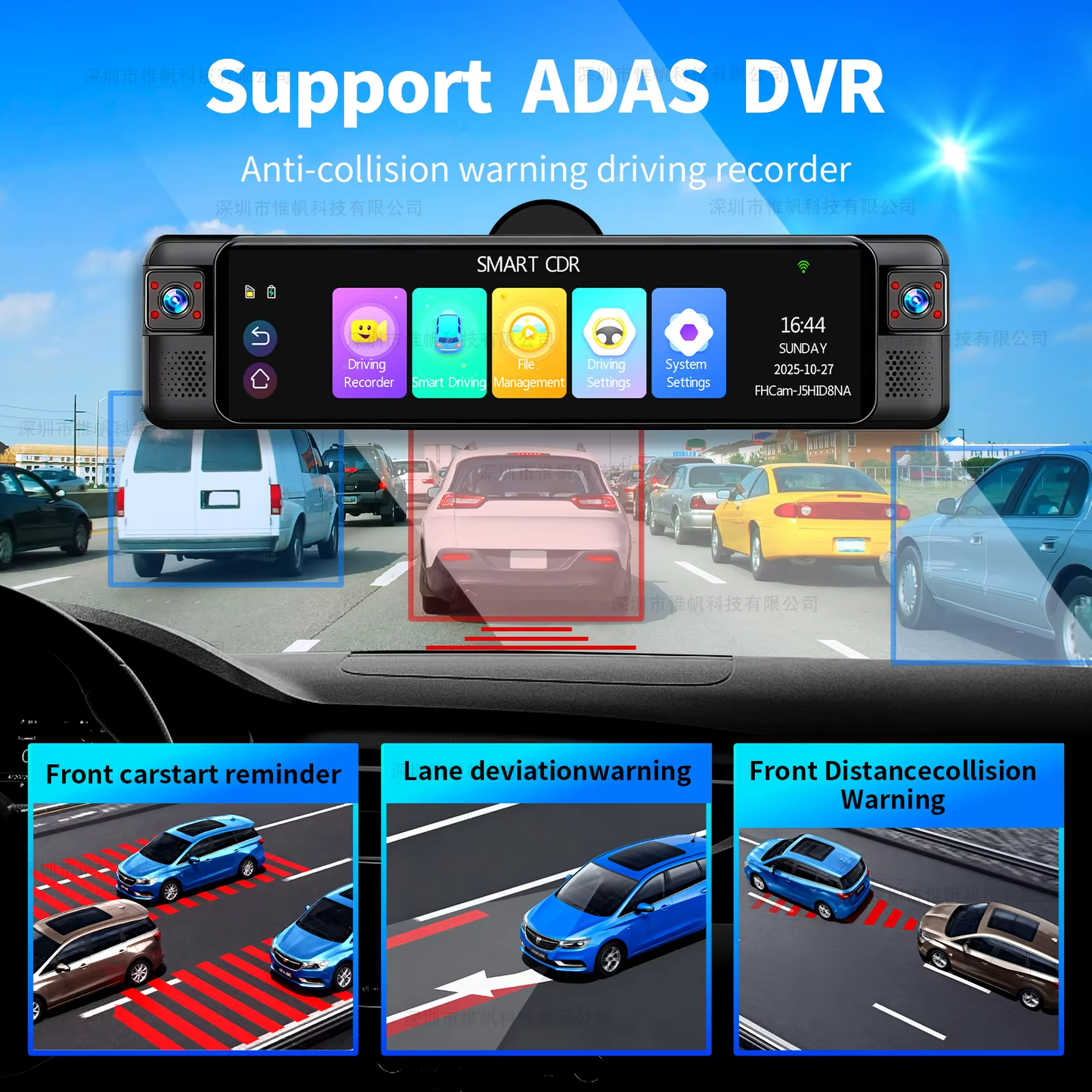 4 Channel 4K ADAS Mirror Dash Camera